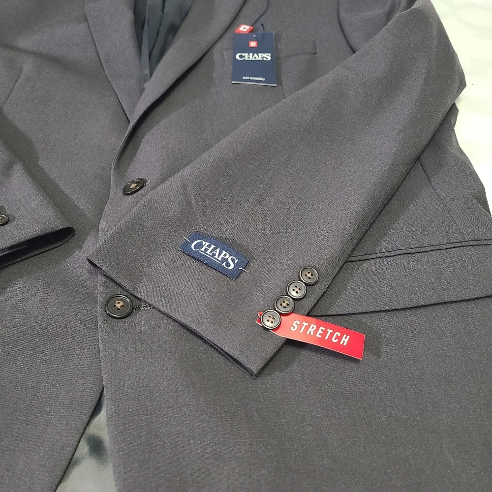 Chaps Men's Classic Fit Performance Stretch Suit Jacket Blazer Gray NWT‎ 48L